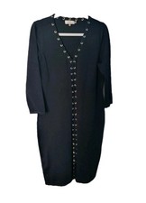 Calvin Klein Black Grommet Sweater Dress - Large