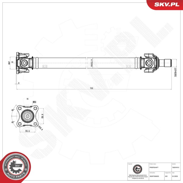Esen SKV Antriebswelle Gelenkwelle Vorne FüR BMW X5 E70 4.8I Xdrive Xdrive48I-image