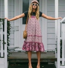 Spell & The Gypsy Berry Pink Winona Strappy Midi Dress Size S AU 8-10