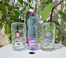  2 Chopes bière 1L GS Spaten Munich + walshein art verrier bar bistrot table