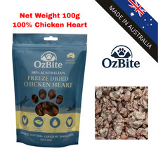 OzBite | Freeze Dried Chicken Hearts Dogs Cats Treat 100% AUS MADE 100g