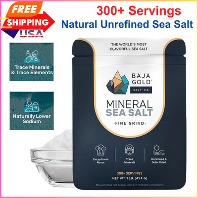 Baja Gold Mineral Sea Salt, Fine Grind, 1 Lb. Bag Cooking & Baking Uses Natural 