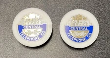Public Service Central Telephone Company Lot Of 2 Vintage Plastic Topper - Rare