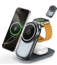 3-in-1 Wireless Charging Station for MagSafe,Foldable Magnetic Stand for iPhone