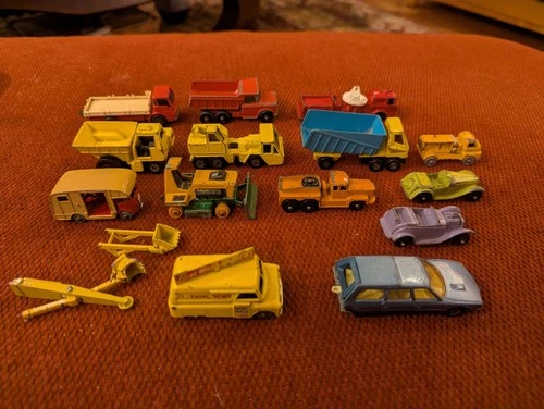 Vintage Matchbox Lesney & TootsieToy Diecast Lot – 14 Vehicles – 1950s–1970s