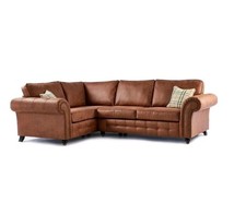 Oakland Suede Leather 1c2 Corner Sofa Tan Brown
