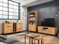 Wohnwand Holz Sydney Wildeiche 3-Teilig Sideboard Tv-Bank Regal Schrankwand Set