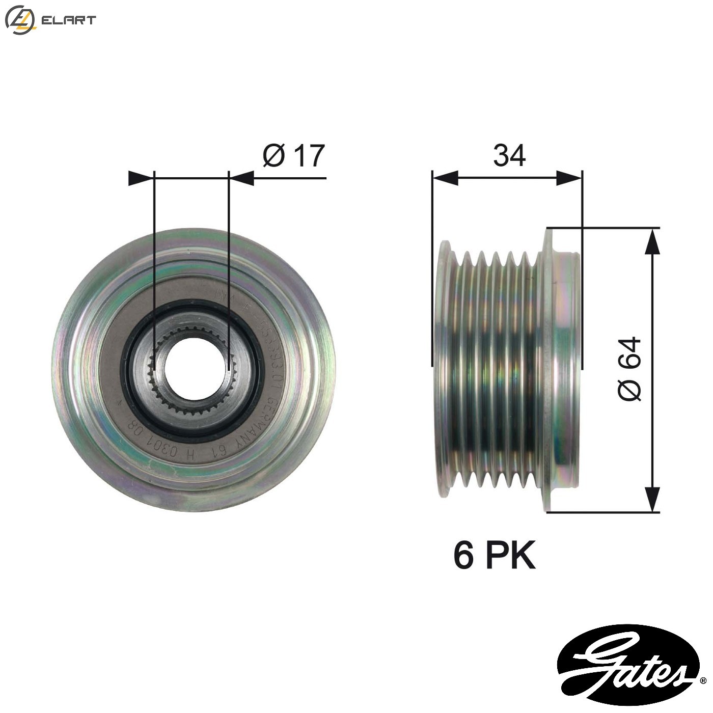 ALTERNATOR FREEWHEEL CLUTCH OAP7167 FOR FORD MONDEO/IV/Turnier S-MAX GALAXY 2.0L