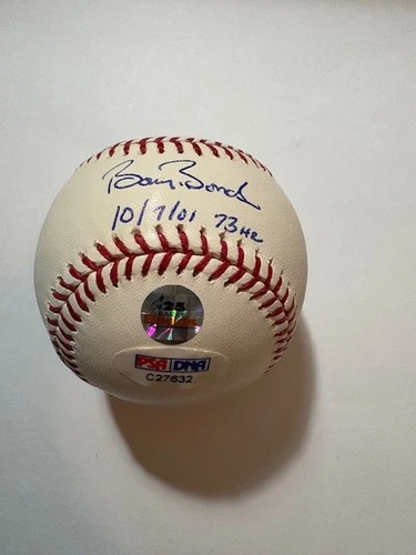 New ListingBarry Bonds Signed Baseball 10/7/01 73HR PSA/DNA BARRY BONDS AUTH w/game ticket