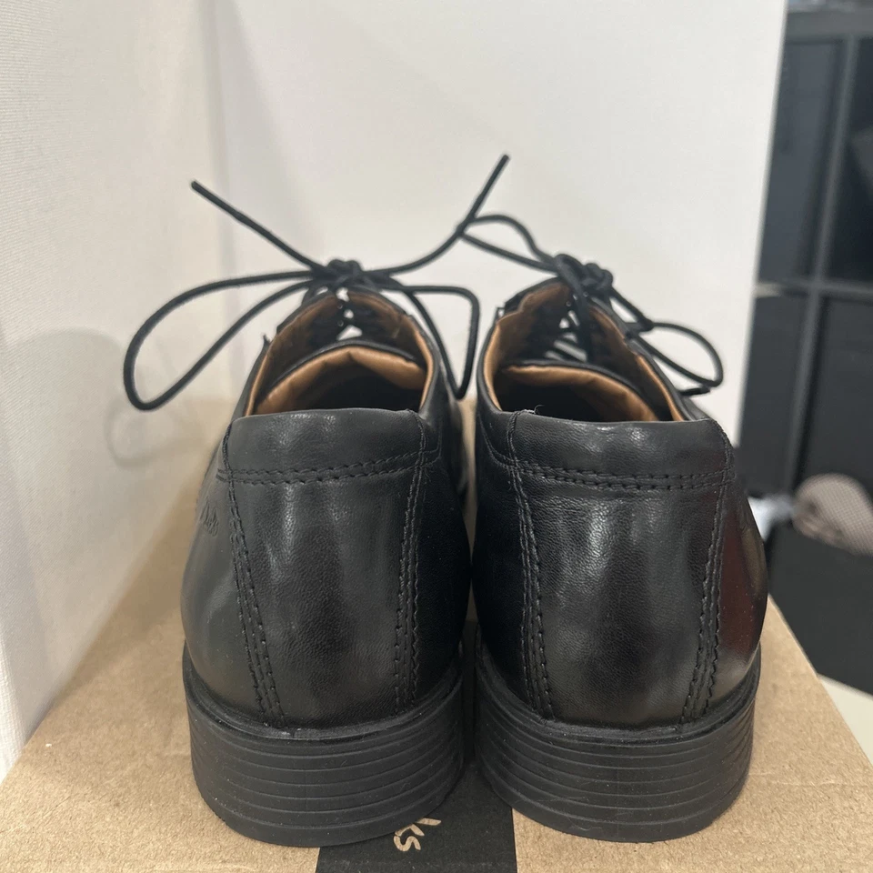 Clarks Tilden Cap Leather Dress Shoes Men Size 8 M Black Formal Lace Up worn 1x - Image 2 of 4