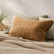Heavyweight Linen Blend Quilt Pillow Sham - Casaluna King Size Brown