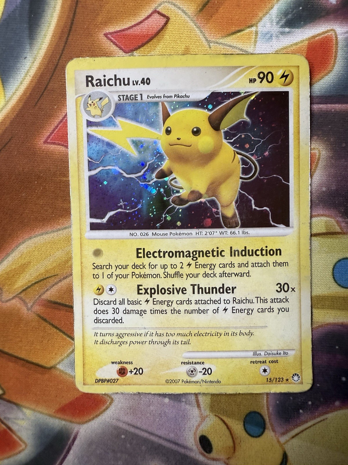Pokémon Cards Raichu 15/123 Holo Rare Mysterious Treasures - (HP)