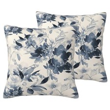 Floral Throw Pillow Covers 18x18 Inch Set of 2, 18" x 18" Pack of 2 Navy