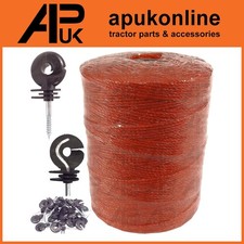 500m x 2mm 3 Strand Electric Fence Poly wire with 100 Short Ring Insulators NEW