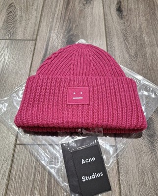 Acne Studios Beanie Royal Smile Face Large Face Logo Hat New With Tags