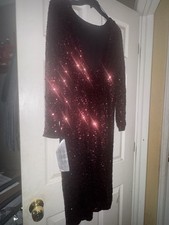 Dark Pink Sequin Dress, Long Sleeve Open Back