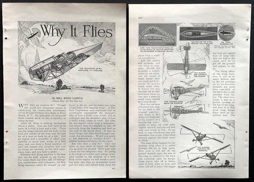 “Why it Flies” Major Reed Landis 1929 pictorial small airplane Flight Principles