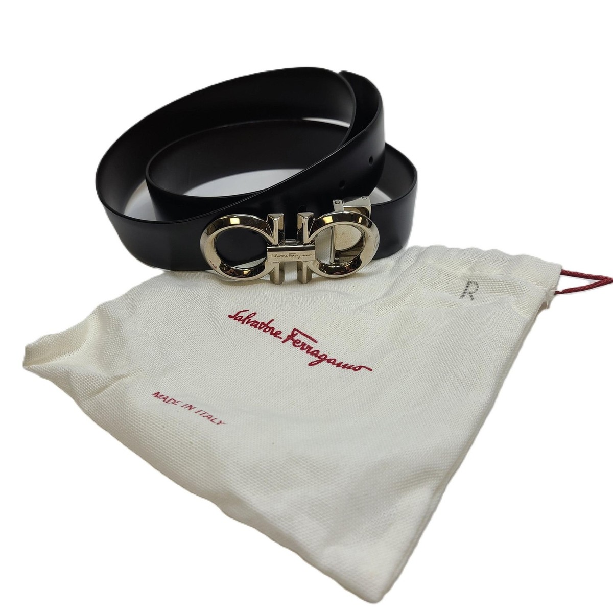 Salvatore Ferragamo Double Gancini Reversible Leather Belt 
