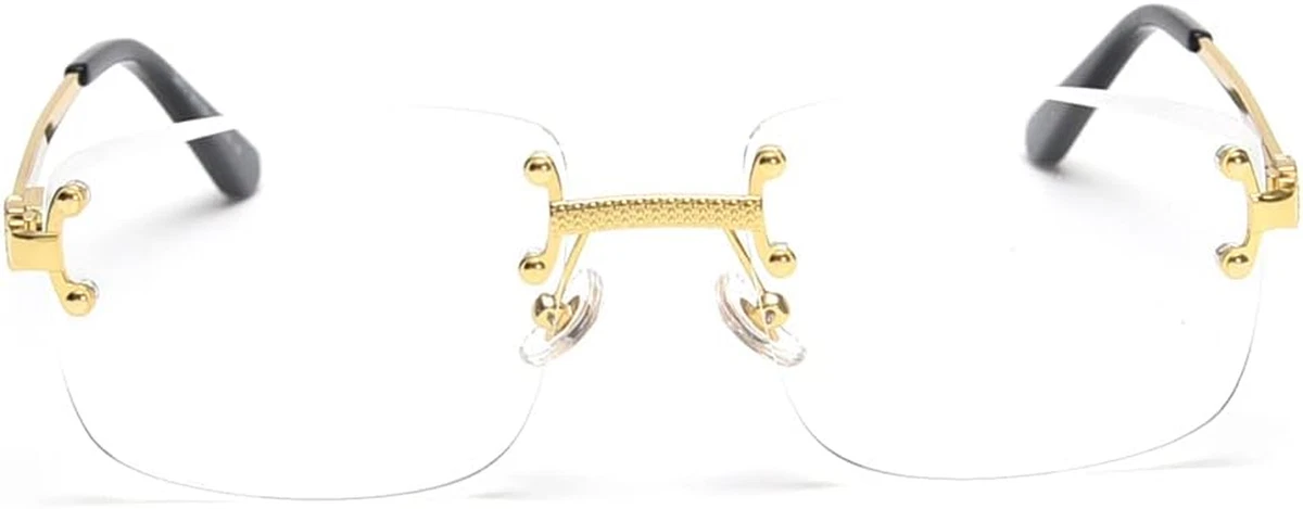 HPIRME Occhiali da sole quadrati senza montatura Uomo Donna UV400 Occhiali da sole senza montatura sfumati piccoli per uomo Occhiali in metallo, B08 oro nero, taglia unica HPIRME Occhiali da sole quadrati senza montatura Uomo Donna UV400 Occhiali da sole senza montatura sfumati piccoli per uomo Occhiali in metallo, B08 oro nero, taglia unica