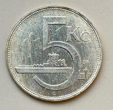 5 Korun 1930 Czechoslovakia Silver Coin