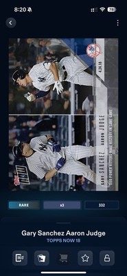 [DIGITAL] 2018 Topps Now Bunt AARON JUDGE / GARY SANCHEZ 332cc RARE [Digital]