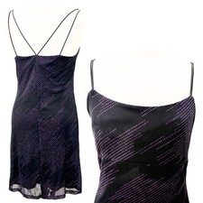 Byer Too Size L Babydoll Mini Dress Vintage 90s Y2K Mesh Sparkle Purple USA READ