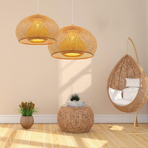 Arturesthome Pendant Light Ceiling Lampshade Wicker Chandelier Hand-woven Bamboo