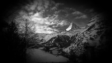 Landscape mountains nature monochrome gray switzerland Custom Gaming Mat Desk