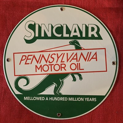 VINTAGE STYLE SINCLAIR MOTOR OIL WITH DINO THE DINOSAUR 12 INCH