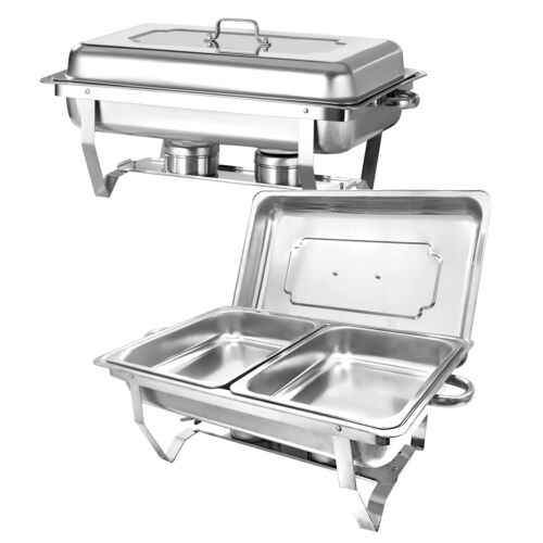 8 QT Half Size Stainless Buffet Food Chafing Dish Buffet Set Warmer Silver