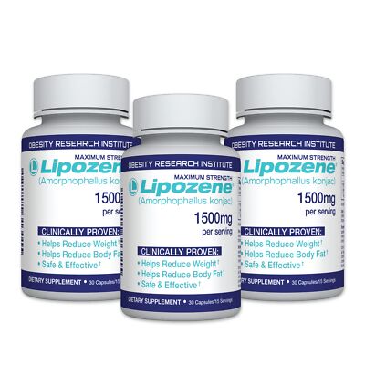 Lipozene Diet Pills Weight Loss Supplement Suppresses Appetite 90 Capsules Total