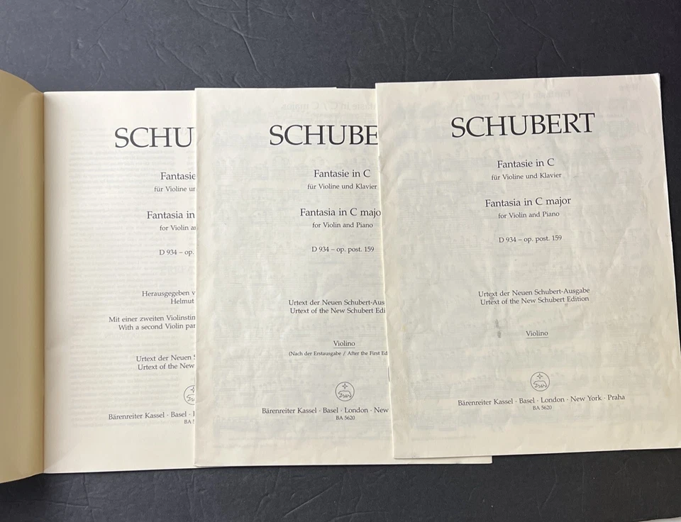 Schubert Barenreiter Urtext Fantasie In C Fantasia C Minor D-934 Violin Piano - Image 2 of 4