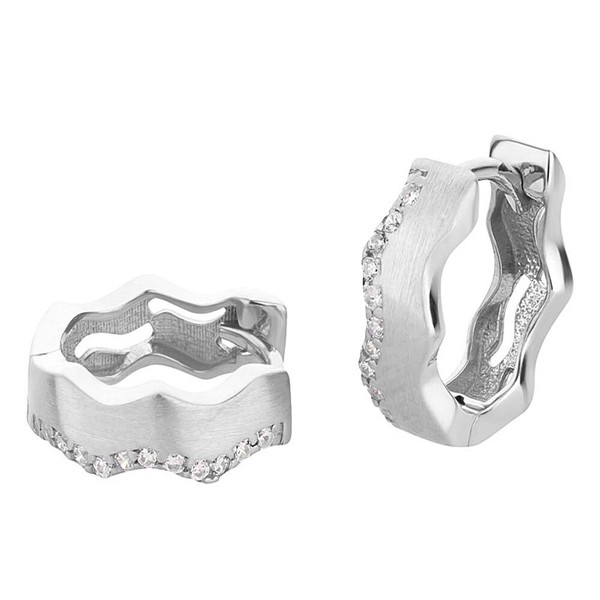 Damen Creolen Klappcreolen Echt Silber 925 Rhodiniert Mit Zirkonia-image
