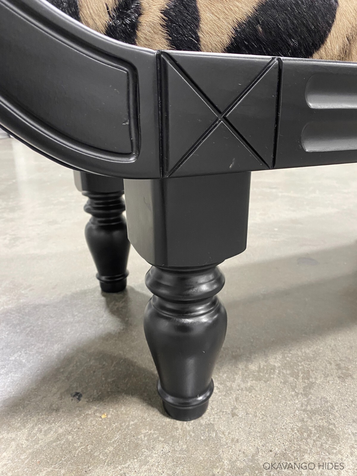 65" CUSTOM BURCHEL ZEBRA HIDE CHAISE LOUNGE BENCH ZEBRA SKIN OTTOMAN