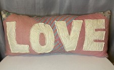 Handmade Love Rectangular Design Pillow Made With Vintage Quilts Patchwork  
