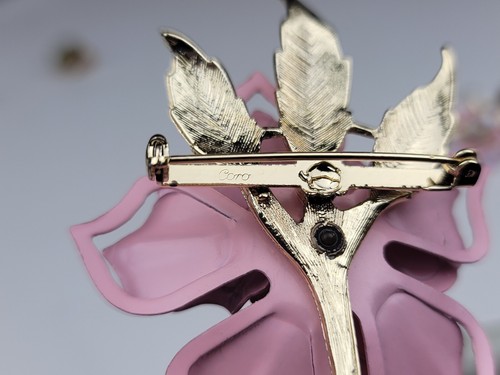 Vintage Coro Enamel Flower Brooch Pin And Matching Clip On Earings w/ Pearlf - Picture 18 of 24
