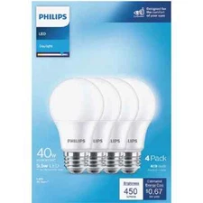 Philips 40W Equivalent Daylight A19 Medium LED Light Bulb (4-Pack)