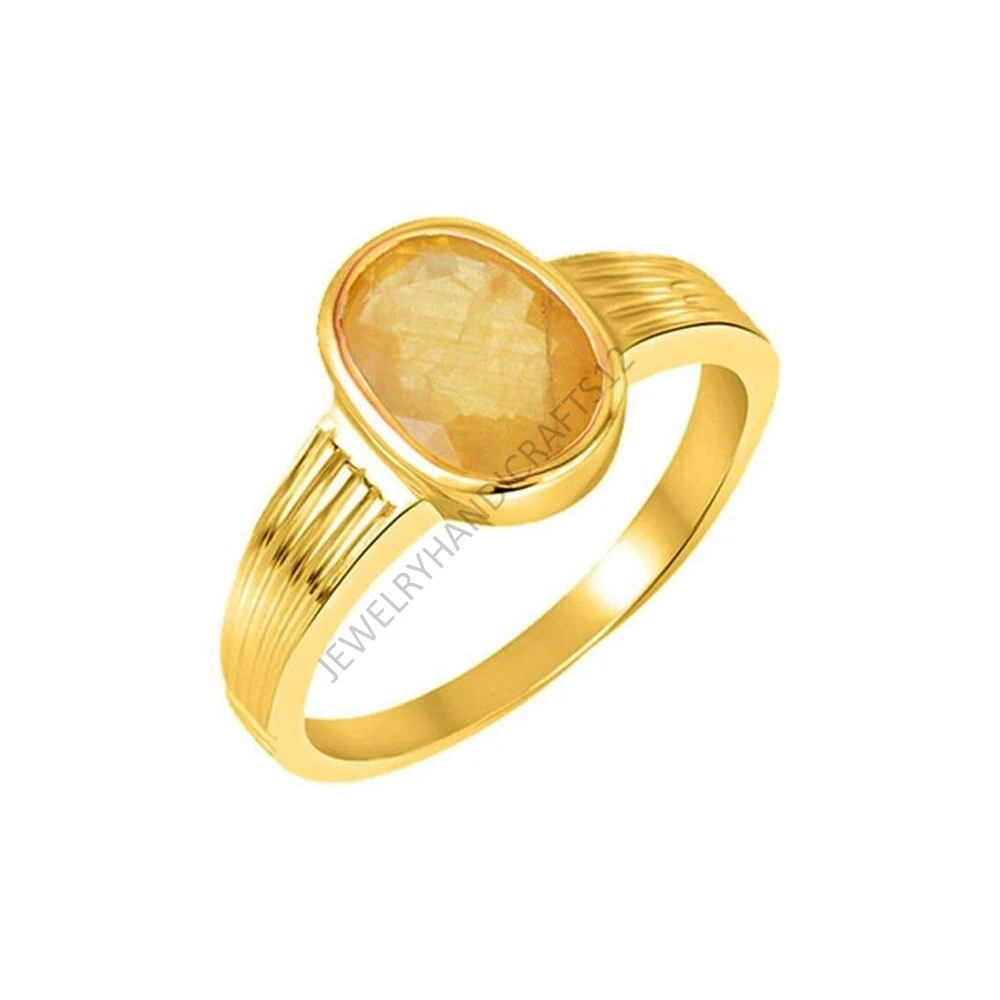 925 Sterling Silver Yellow Gold Ring Natural Yellow Sapphire