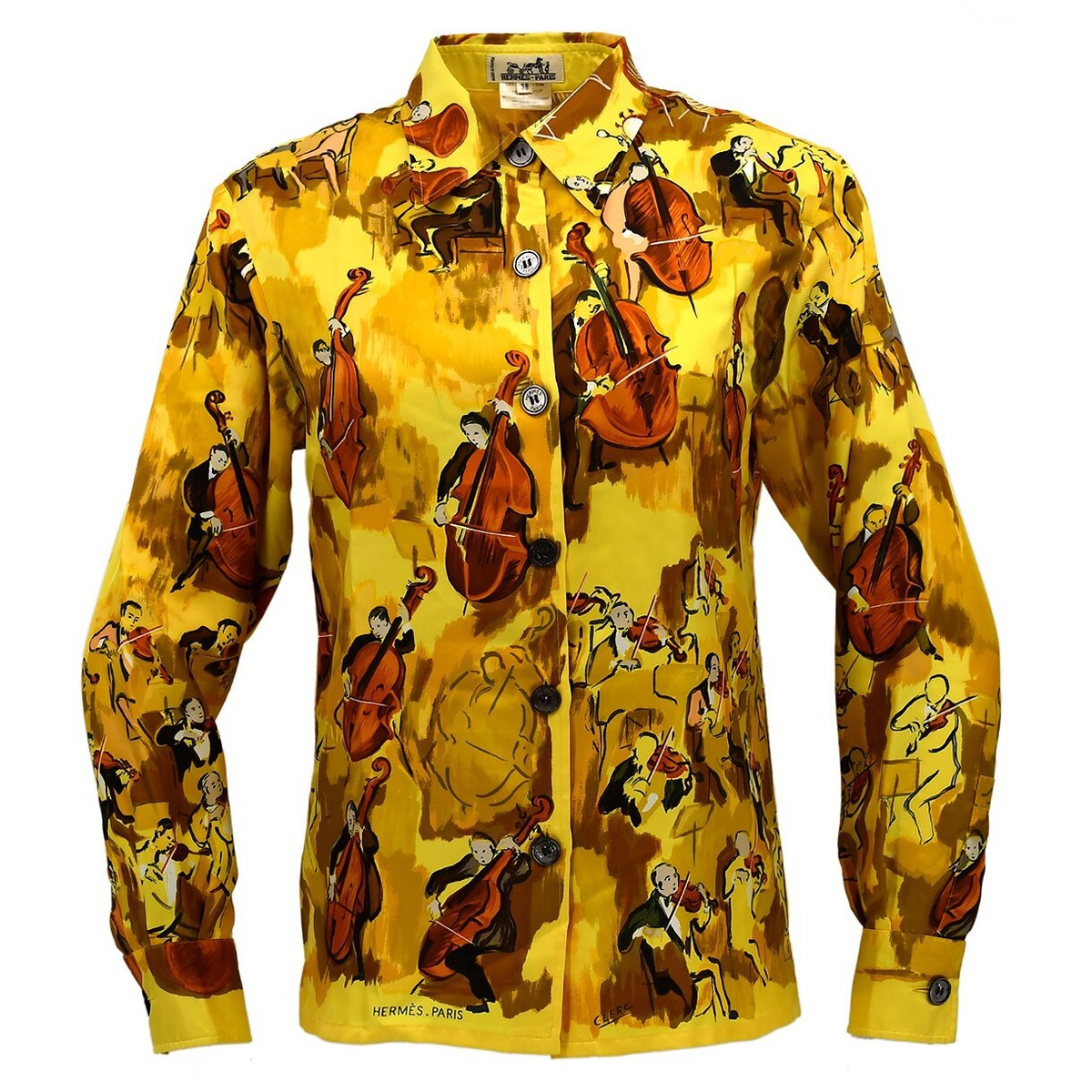 Hermes Shirt Blouse Yellow #38 182258 | eBay