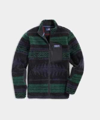 New M L XL XXL Vineyard Vines sherpa fleece full zip jacket in
