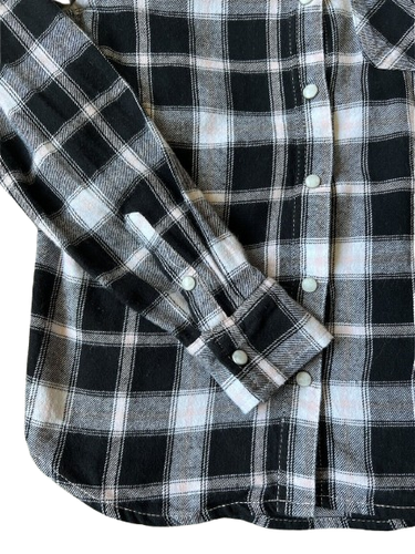 Tractr girls black pink plaid snap long sleeve flannel shirt | Sz-L-14/16 - Picture 3 of 4
