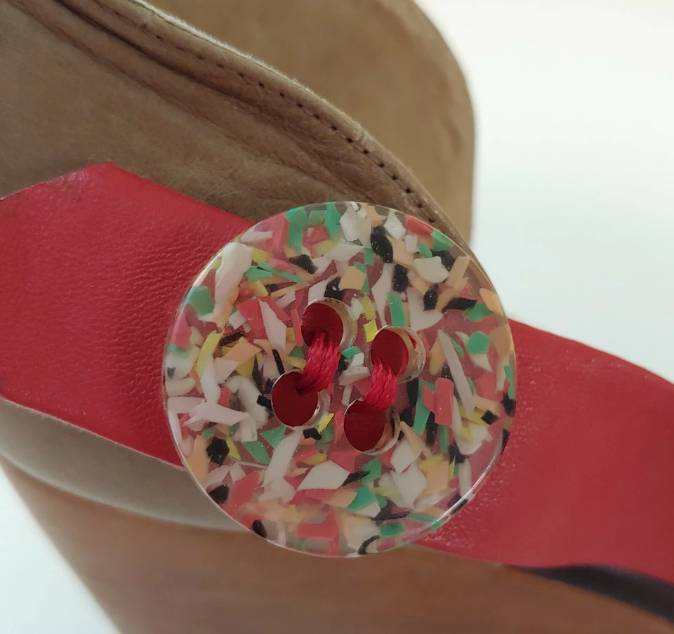 FarylRobin Zapatos Plataforma Zuecos 11 NUEVO SIN CAJA Rojo Marrón Cuero Anthro Foto 4 de 4