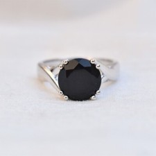 Black Onyx Natural Gemstone 925 Sterling Silver Prong Handmade Unisex Rings M217