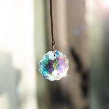 Crystal Suncatcher Datura Shaped Pendant Rainbow Feng Shui Hanging 