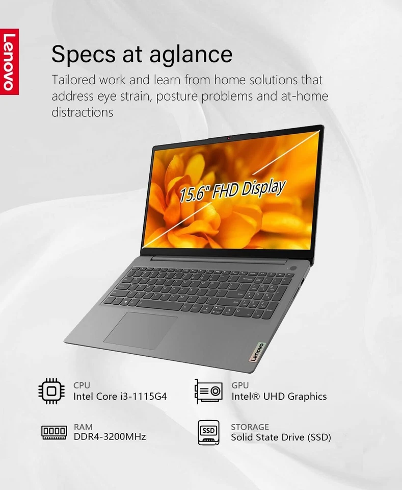 Lenovo Laptop 15.6" Touch Intel i3-1115G4 Up to 40GB RAM & 2TB SSD Win11 PRO - Image 3 of 4
