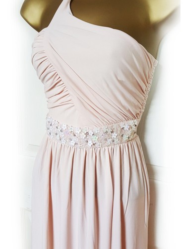 ASOS Baby Pink One Shoulder Floral Sequin Bridesmaid Dress - BNWT - Picture 4 of 8