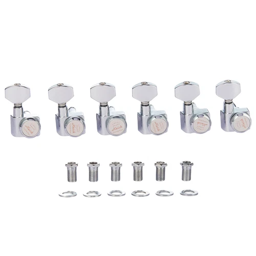 Chrome 6 Inline 2 Pin Locking Tuning Keys Pegs Tuners Fits USA Fender Strat Tele