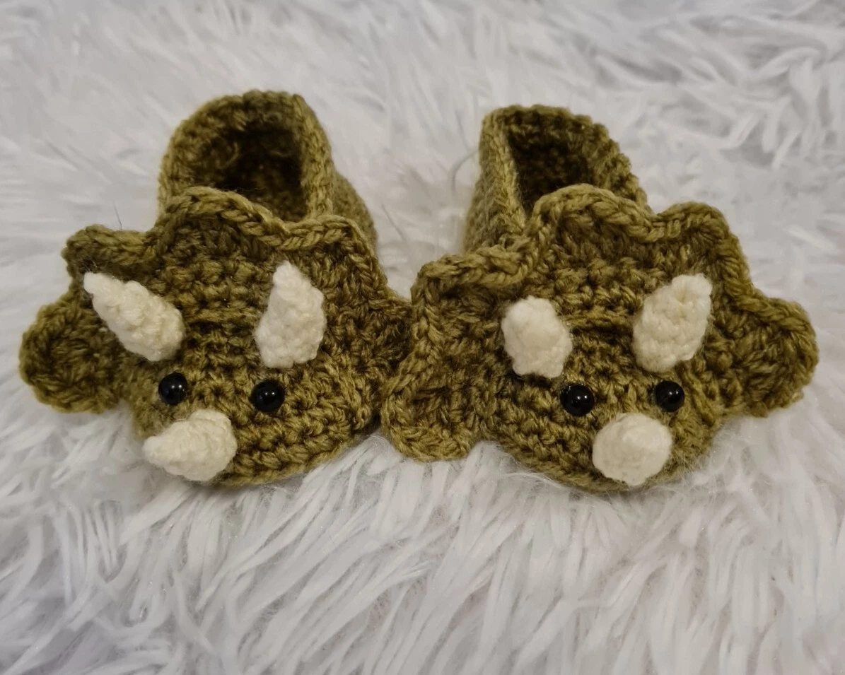 Crochet dinosaur slippers sale