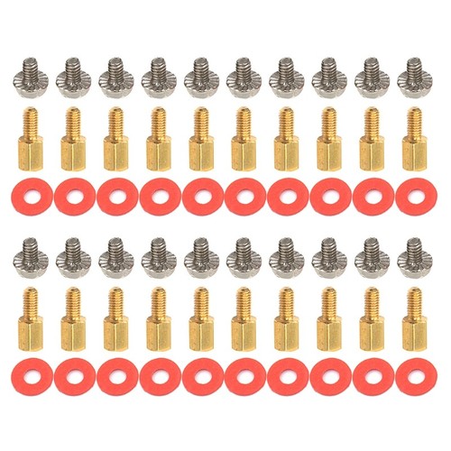 20 Stück Golden Mainboard Riser + Schrauben Computer rote Unterlegscheiben 6,5 mm 6-32-M3 Dichtung - Bild 9 von 10