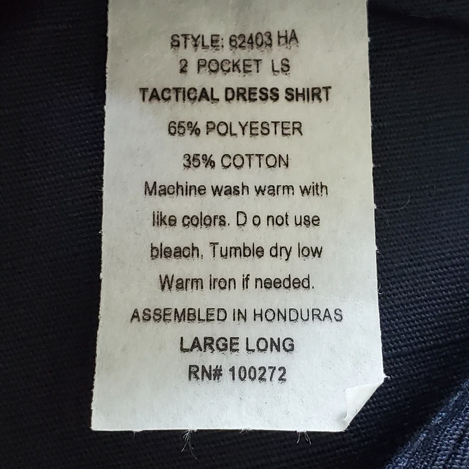 Tru-Spec Long Sleeve Tactical Dress Shirt Navy Blue Mens Size Large Long - Image 4 of 4